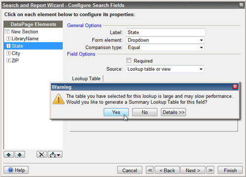 Search Application - Database Lookups Search Application - Database Lookups