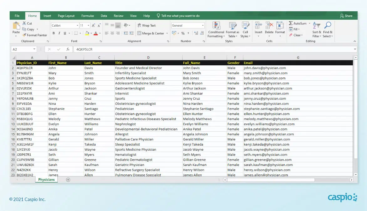 Example of data normalization in spreadsheets