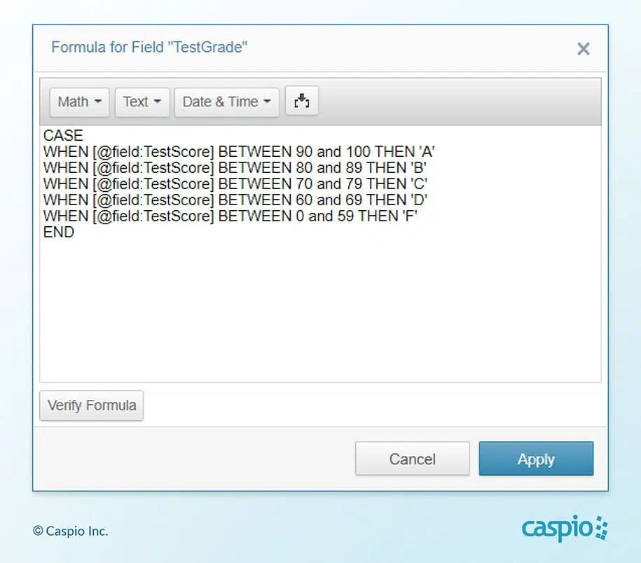 Text formulas